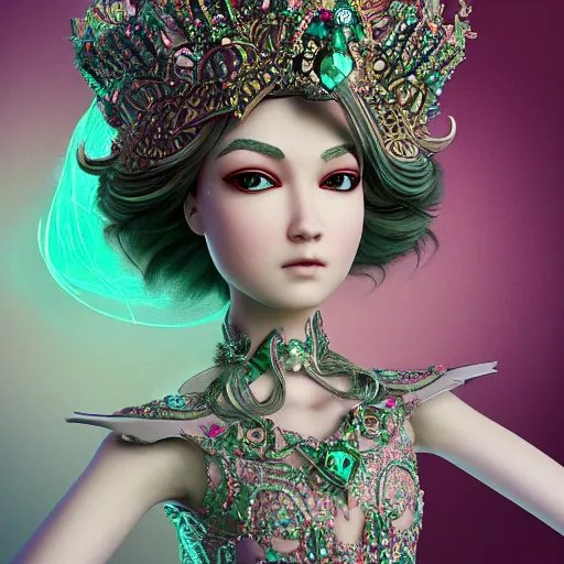 Image similar to princess of emerald ballerina, ornate, intricate, hyper detailed, stunning, 4 k, octane render