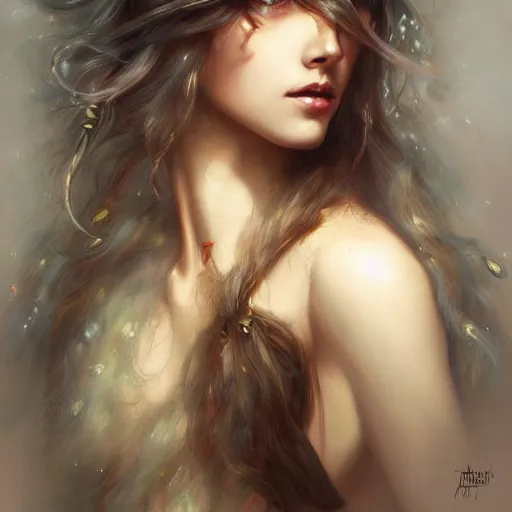 Prompt: a painting of a beautiful women with long hair, a detailed painting by tom bagshaw, featured on cgsociety, fantasy art, detailed painting, deviantart, deviantart hd