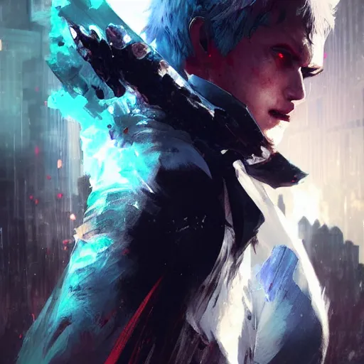 Image similar to nero from dmc 5 by greg rutkowski