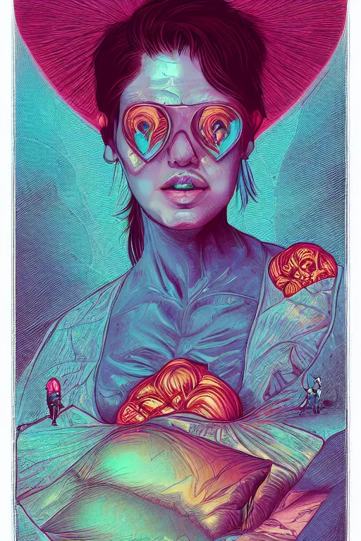 Image similar to portrait of jewel heartshaped inflated head dreamer in the style of Rob Lefield and Dan Mumford , trending on artstation, digital art,surrealism ,macro,blueprint ,vaporwave ,