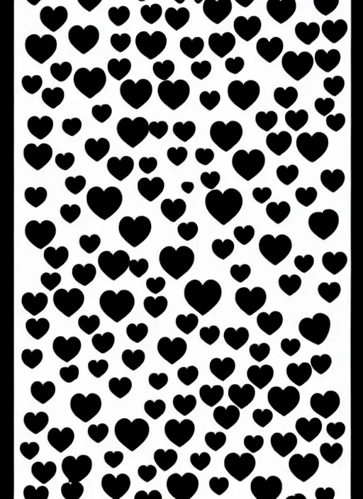 Image similar to a black and white graphic of a heart made up of smaller hearts outline vector illustration