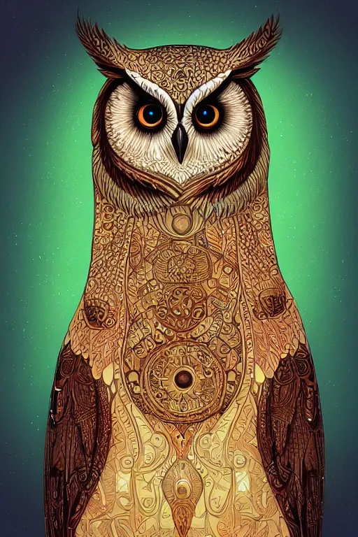 Prompt: radiant owl, highly detailed, digital art, sharp focus, trending on art station