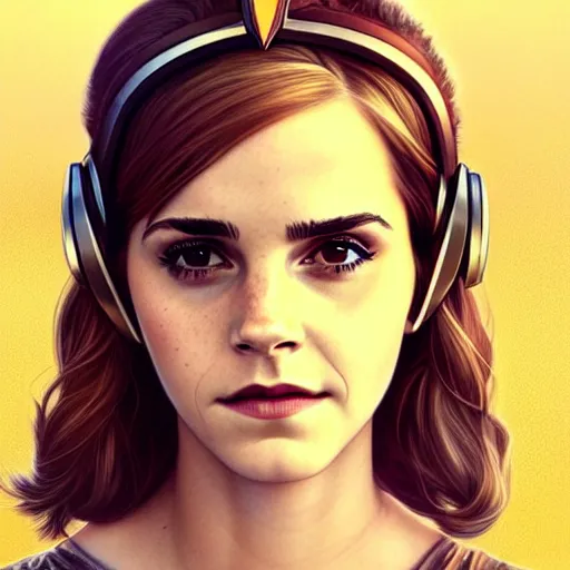 Image similar to beautiful Emma Watson as Ant-Man with lightning bolt headset, western, closeup, D&D, fantasy, intricate, elegant, highly detailed, digital painting, artstation, concept art, matte, sharp focus, illustration, art by Artgerm and Greg Rutkowski and Alphonse Mucha