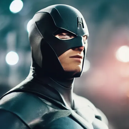 Image similar to cinematic portrait of an unknown superhero. High detail. Low dof