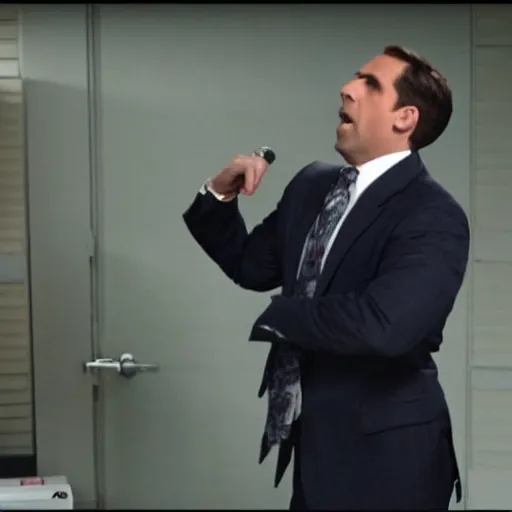 Image similar to michael scott rapping