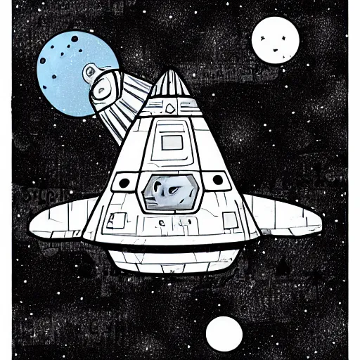 Prompt: spaceship in the style of fiona staples