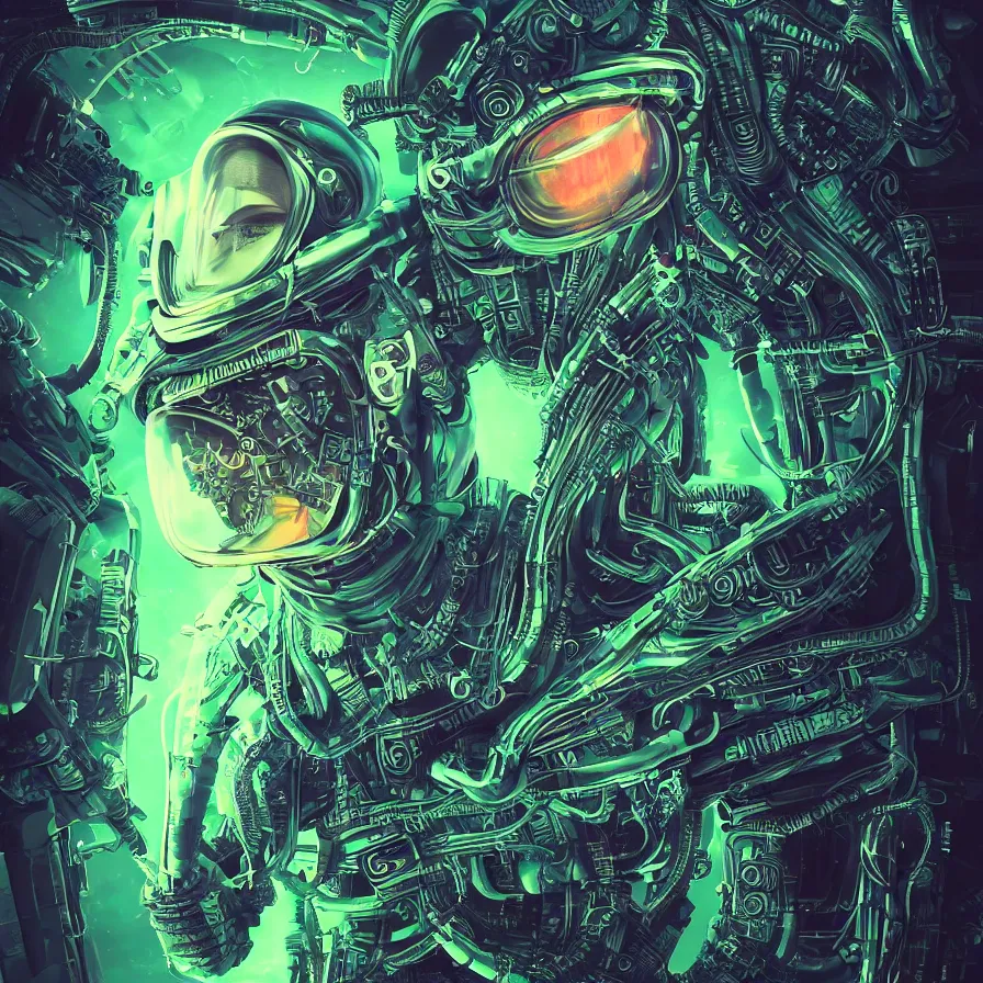 Image similar to portrait of a squid monster astronaut. full body portrait, intricate abstract. cyberpunk, intricate artwork. neon eyes, by Tooth Wu, wlop, beeple. octane render, trending on artstation, greg rutkowski very coherent symmetrical artwork. cinematic, hyper realism, high detail, octane render, 8k, minimalistic, hyperrealistic surrealism, award winning masterpiece with incredible details, a surreal vaporwave liminal space, highly detailed, trending on ArtStation