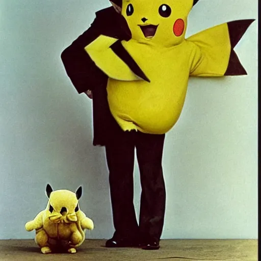 Image similar to elegant man dressed up as pikachu, art photo by Annie Liebovitz and Alphonse Mucha