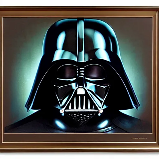 Prompt: portrait of darth vader, by donato giancola, alex ross, howard david johnson, and norman rockwell.