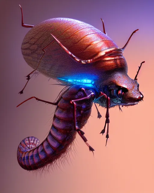 Image similar to dichroic ant axolotl snail bug bee fly worm caterpillar fish, (((artstation, concept art, smooth, sharp focus, artgerm, Tomasz Alen Kopera, Peter Mohrbacher, donato giancola, Joseph Christian Leyendecker, WLOP, Boris Vallejo))), octane render, unreal engine, 3d render, , octane render, nvidia raytracing demo, grainy, muted