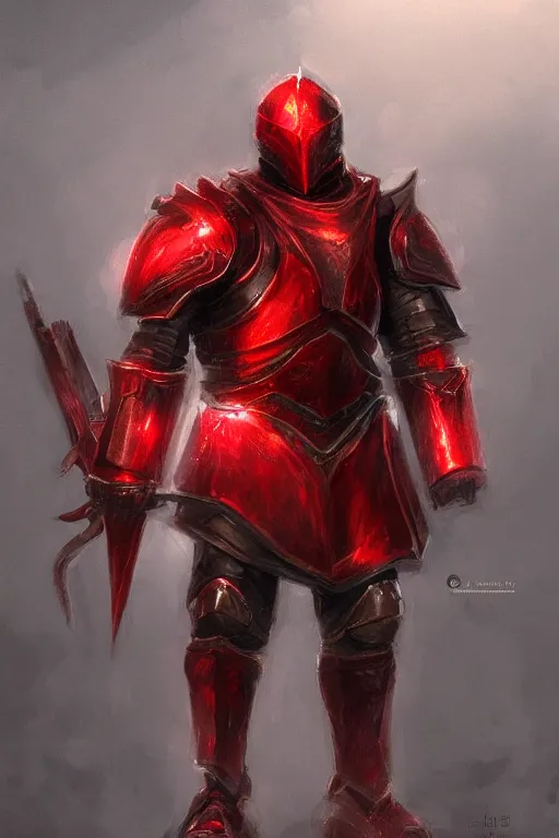 Image similar to knight armored in red, fantasy art, trending on artstation