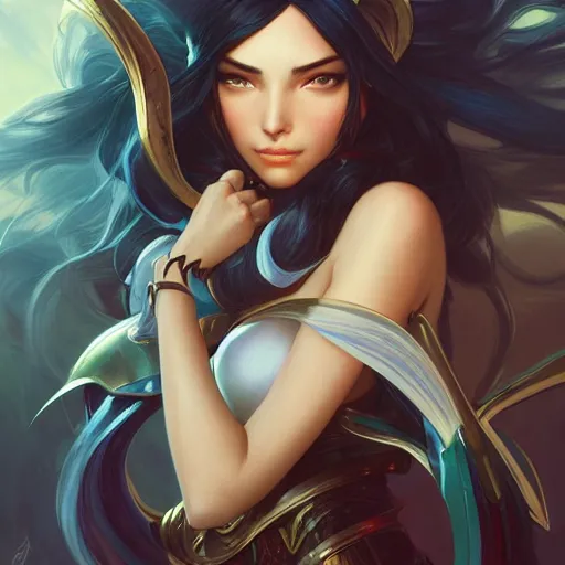 Image similar to perfectly - centered - portrait of irelia from league of legends, intricate, highly detailed, digital painting, artstation, concept art, smooth, sharp focus, illustration, unreal engine 5, 8 k, art by artgerm and greg rutkowski and alphonse mucha