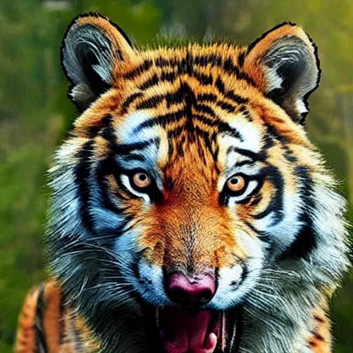 Image similar to half wolf, half tiger