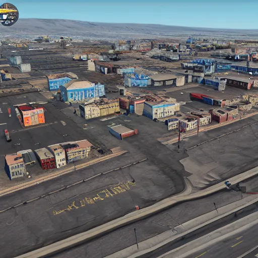 Image similar to norilsk russian city, street view, gta v, lunar soil, moonwalker photo, city street on the moon, a detailed image of a future norilsk - game rendered, 4 k, detailed