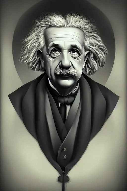 Prompt: intricate smooth color portrait of albert einstein in the style of tom bagshaw, 8 k octane beautifully detailed render