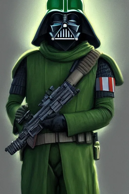 Prompt: Donald Trump as a Rebel Soldier from Star Wars, green camoflauge, realistic portrait, symmetrical, highly detailed, digital painting, artstation, concept art, smooth, sharp focus, cinematic lighting, art by Ralph McQuarry