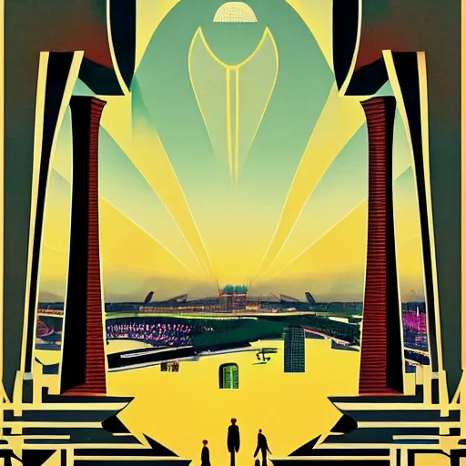 Image similar to art deco tourism poster of marina bay sands