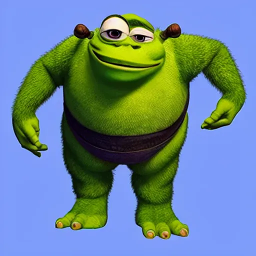 Image similar to ambivalent mike wazowski shrek fusion