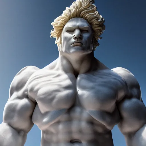 Prompt: photo of fullbody rococo delicate sculpture of a hulking herculean muscular onyx albino marble brock lesnar as an humanoid deity, clothed in silk, wings, sunrays, cinematic lighting, photorealistic, octane render, 8 k, depth of field, 3 d