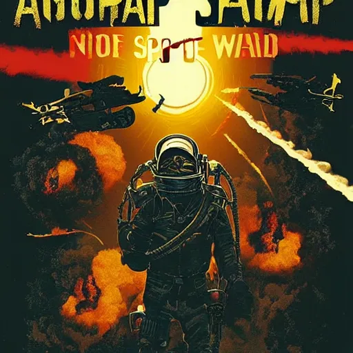 Image similar to apocalypse now but in space, war, horror