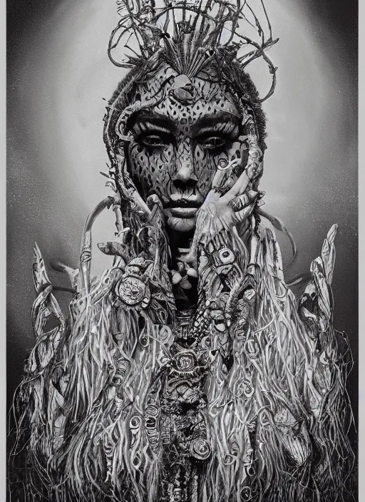 Prompt: Shaman goddess painting by Dan Hillier, trending on artstation, artstationHD, artstationHQ, 4k, 8k