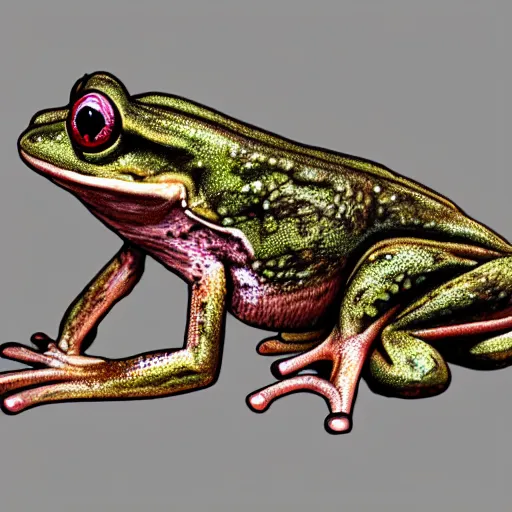 Image similar to A frog with fur, semi realistic, trending on art station