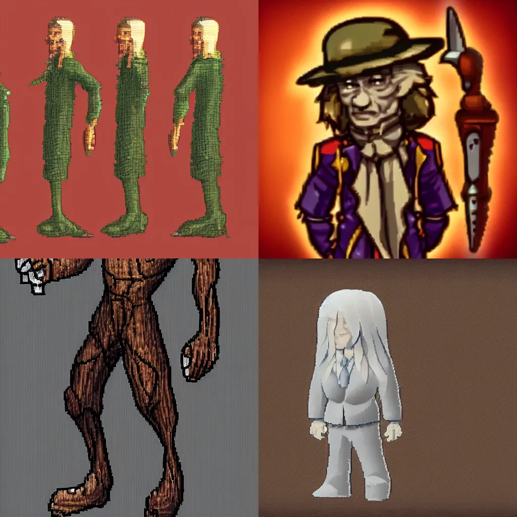 Prompt: Sprite cheat of character made by Dali