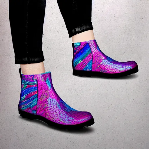 Prompt: outrun incongruous textured galoshes pattern, symmetrical