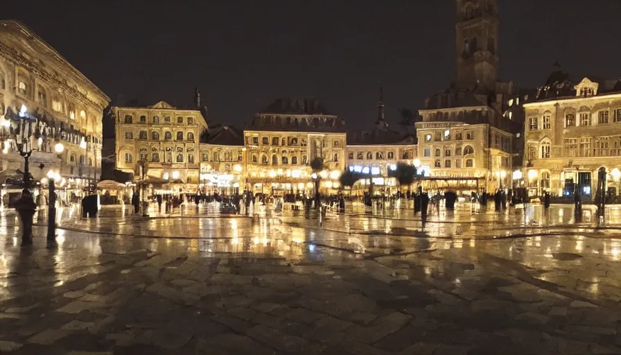 Image similar to a beautiful city square at night