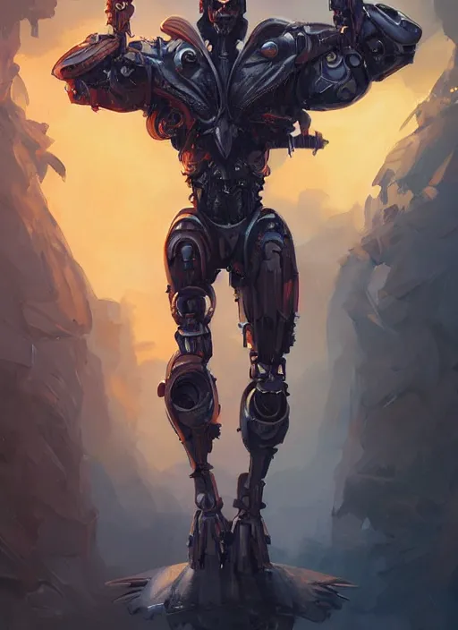 Image similar to anthropomorphic raven bodybuilder cyborg robot swordsman portrait, horror, game design fanart by concept artist gervasio canda, behance hd by jesper ejsing, by rhads, h. r. giger, makoto shinkai and lois van baarle, ilya kuvshinov