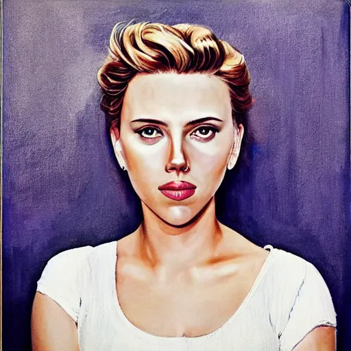 Prompt: a beautiful portrait of Scarlett Johansson by Paul McCartney
