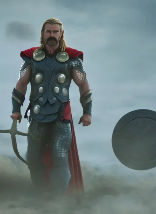 Prompt: film still of tom selleck as thor in thor, 4 k