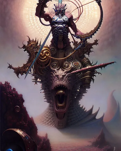 Image similar to the chariot tarot card, fantasy character portrait made of fractals, ultra realistic, wide angle, intricate details, the fifth element artifacts, highly detailed by peter mohrbacher, hajime sorayama, wayne barlowe, boris vallejo, aaron horkey, gaston bussiere, craig mullins