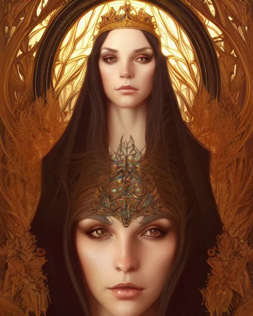 Prompt: symmetry portrait of welsh brunette princess, glam, shadowfire, forest background, intricate, elegant, highly detailed, digital painting, artstation, concept art, smooth, sharp focus, illustration, art by artgerm and greg rutkowski and fra angelico and alphons mucha