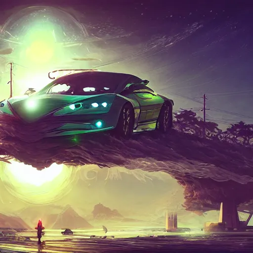 Image similar to solarpunk car, clean energy, green technology, highway, sunny day, futurism, intricate, highly detailed, digital painting, artstation, concept art, smooth, sharp focus, epic landscape, art by akihiko yoshida and tim mcburnie and anato finnstark