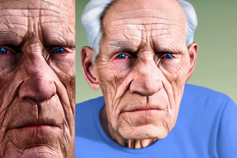 Image similar to A colored colorized real photograph of Jerma985 as an elderly guy, taken in the early 2020s, taken on a 2010s Camera, realistic, hyperrealistic, very realistic, very very realistic, highly detailed, very detailed, extremely detailed, detailed, digital art, trending on artstation, headshot and bodyshot, detailed face, very detailed face, very detailed face, real, real world, in real life, realism, HD Quality, 8k resolution, intricate details, colorized photograph, colorized photon, body and headshot, body and head in view