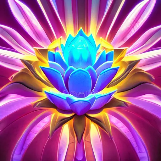 Image similar to lotus flower epic legends game icon stylized digital illustration radiating a glowing aura global illumination ray tracing hdr fanart arstation by ian pesty and katarzyna da bek - chmiel