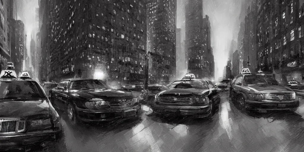 Image similar to taxi through the streets of chicago, night time, dramatic lighting, german expresionism, noir film, character sheet, fine details, concept design, high contrast, anthrophomorfic animals, kim jung gi, greg rutkowski, trending on artstation, 8 k, full body, turnaround, front view, back view, ultra wide angle