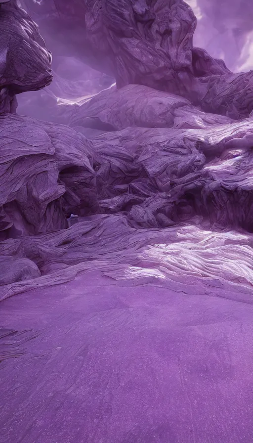 Prompt: Purple Valley, sweat drops, insane, intricate, highly detailed, smooth, sharp focus, Unreal Engine 5, 8K