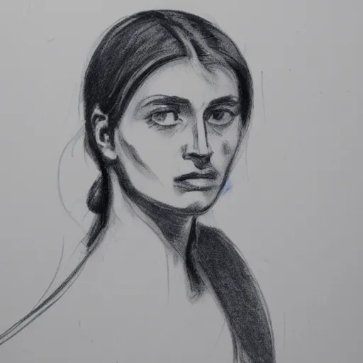 Image similar to study of a woman. portrait. instructional drawing for art students.