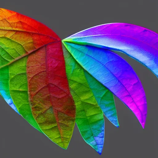 Image similar to rainbow leaf made out of!! smoke, octane render, 4 k, high detail