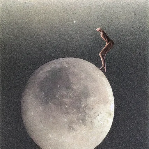 Image similar to the moon upended zdzislaw beksinski lisa franl