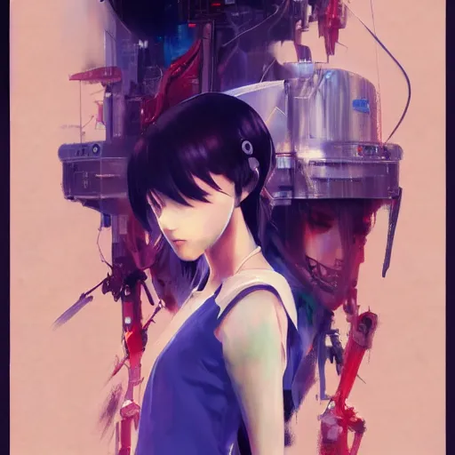 Image similar to anime robot | | very anime, realistic shaded robotic parts, fine details. anime. realistic shaded lighting poster by ilya kuvshinov katsuhiro otomo ghost - in - the - shell, magali villeneuve, artgerm, jeremy lipkin and michael garmash, rob rey and kentaro miura style, trending on art station