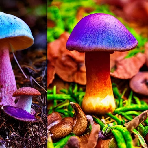 Image similar to a beautiful human male, from his skin colorful mushrooms grow with different shapes, photographed by andrew thomas huang