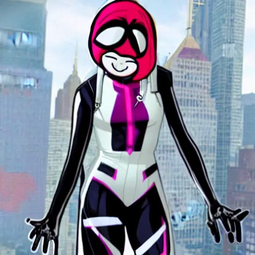 Image similar to Emma Stone as Spider-Gwen