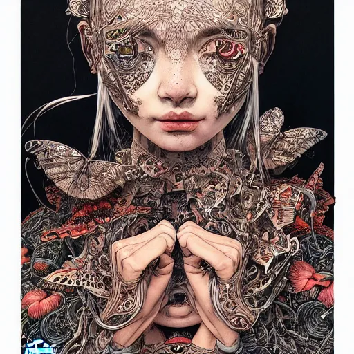 Image similar to beautiful portrait painted in jacek yerka and aykut aydogdu style drawn by vania zouravliov and takato yamamoto, inspired by cyberpunk, leslie zhang style, intricate acrylic gouache painting, high detail, sharp high detail, artstation, manga and anime