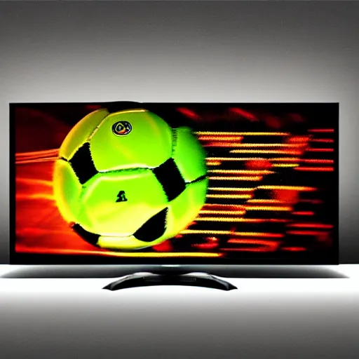 Image similar to “digital screen of led television, soccer game playing, ultra detailed, focus shot, symmetric, sharp lines, digital art,concept art”