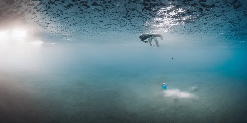 Image similar to a great photograph of the most amazing golf hole in the world under water, fish everywhere, perfect light, ambient light, 5 0 mm, golf digest, top 1 0 0, fog