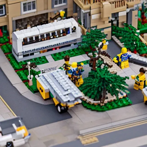 Prompt: photo of a mar - a - lago fbi raid, realistic, lego set, tilt - shift, 8 k high definition, insanely detailed, intricate