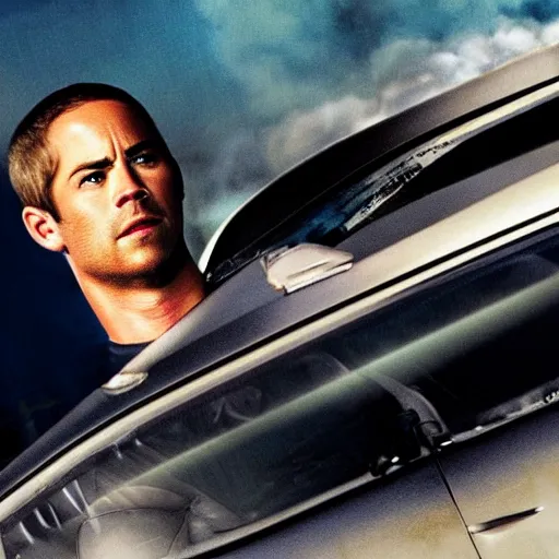 Prompt: still image of the fast and furious paul walker scene but its Peter Griffin in the car, high resolution photo